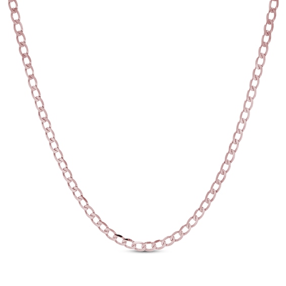 Curb Chain Necklace 2.95mm Solid 10K Rose Gold 20"