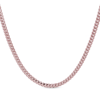 Cuban Curb Chain Necklace 3.3mm Solid 10K Rose Gold 20"