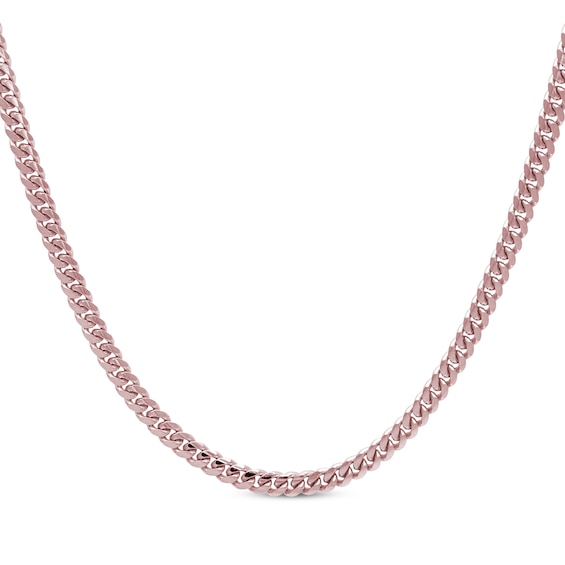 Cuban Curb Chain Necklace 3.3mm Solid 10K Rose Gold 20"