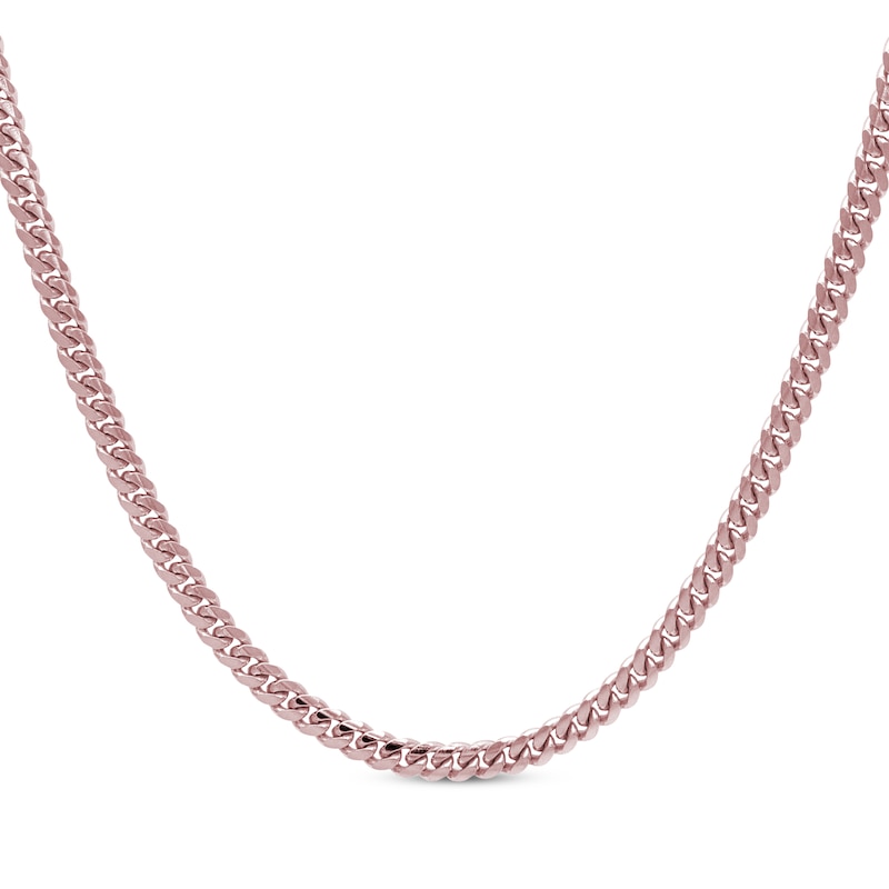Main Image 1 of Cuban Curb Chain Necklace 3.3mm Solid 10K Rose Gold 20&quot;
