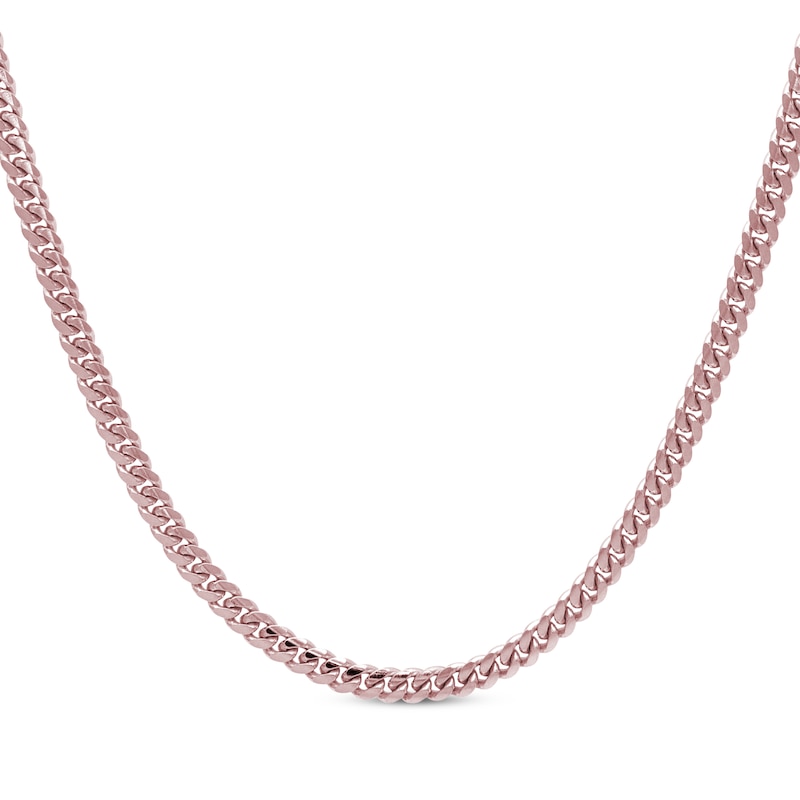 Solid Cuban Curb Chain Necklace 3.3mm 10K Rose Gold 20"