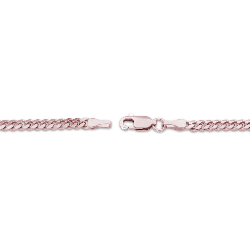 Solid Cuban Curb Chain Necklace 3.3mm 10K Rose Gold 20"