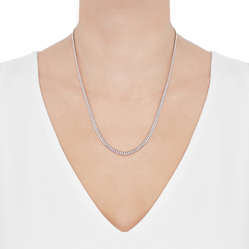 Solid Cuban Curb Chain Necklace 3.3mm 10K White Gold 20"
