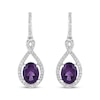 Thumbnail Image 2 of Oval-Cut Amethyst & White Lab-Created Sapphire Drop Earrings Sterling Silver