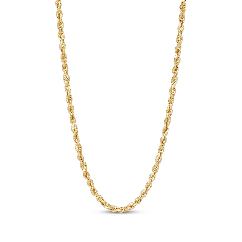 Solid Glitter Rope Chain Necklace 3.8mm 14K Yellow Gold 20"