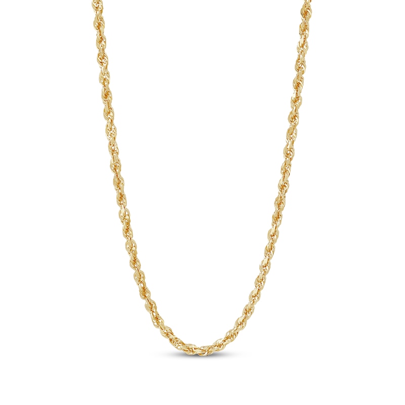 Main Image 1 of Glitter Rope Chain Necklace 3.8mm Solid 14K Yellow Gold 20&quot;