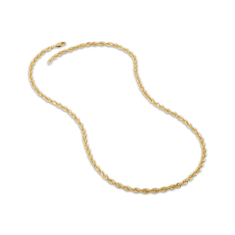 Main Image 2 of Glitter Rope Chain Necklace 3.8mm Solid 14K Yellow Gold 20&quot;