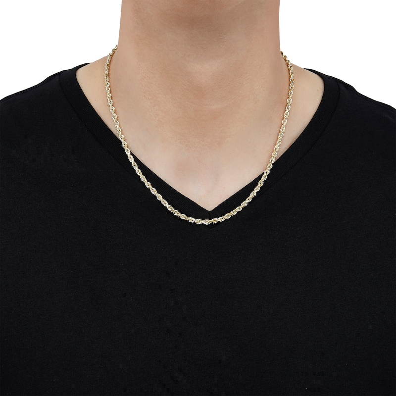 Main Image 5 of Glitter Rope Chain Necklace 3.8mm Solid 14K Yellow Gold 20&quot;