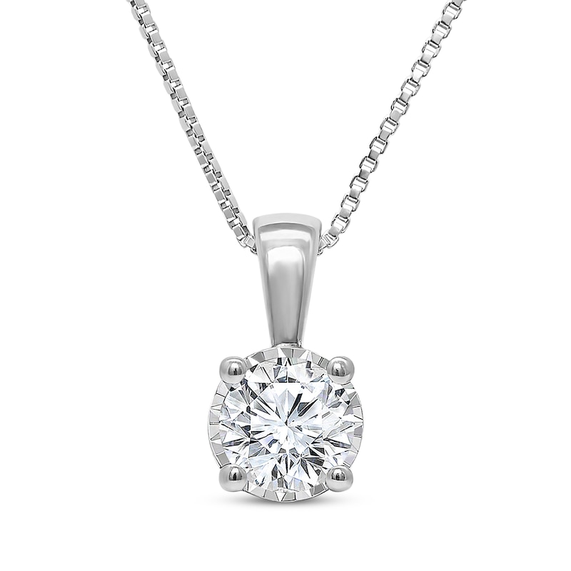Main Image 1 of KAY Lab-Grown Diamonds Round-Cut Solitaire-Style Necklace 1 ct tw 10K White Gold 18"