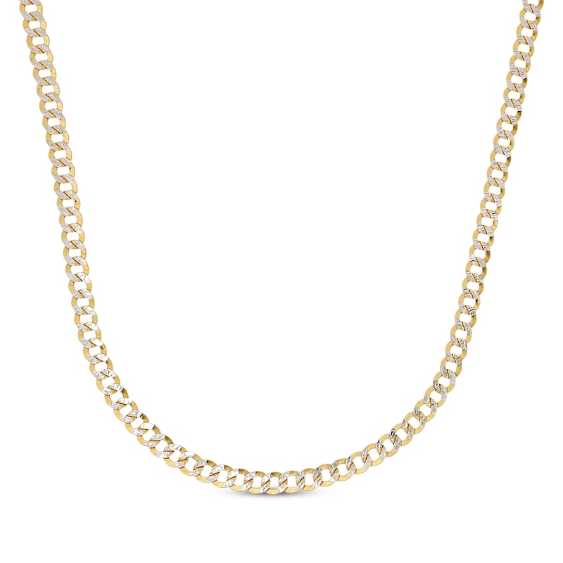 Diamond-Cut Semi-Solid Curb Chain Necklace 5.6mm 10K Yellow Gold 20”