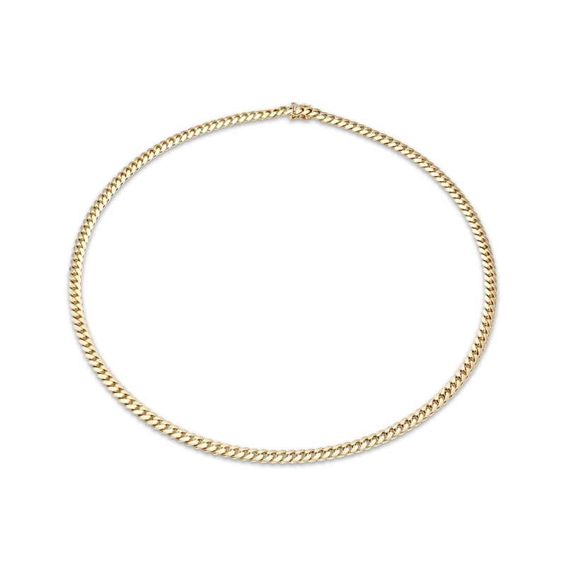 Solid Cuban Chain Necklace 14K Yellow Gold 22"