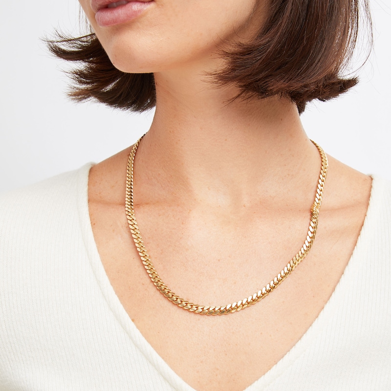 Main Image 4 of Cuban Chain Necklace Solid 14K Yellow Gold 22&quot;