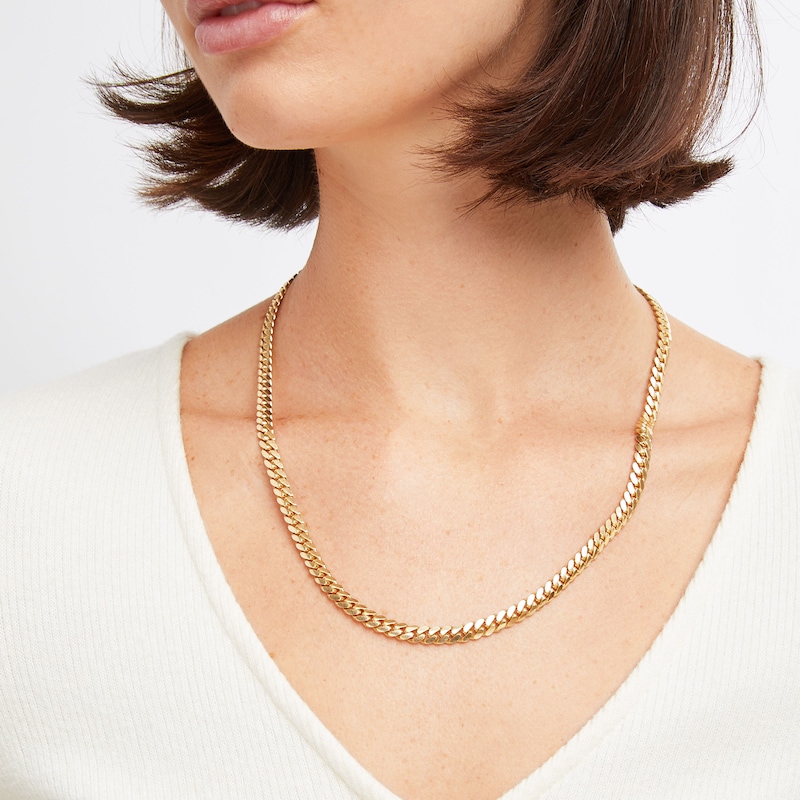 Solid Cuban Chain Necklace 14K Yellow Gold 22"