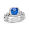 Thumbnail Image 1 of Neil Lane Cushion-Cut Tanzanite & Diamond Halo Bridal Set 5/8 ct tw Diamonds 14K White Gold