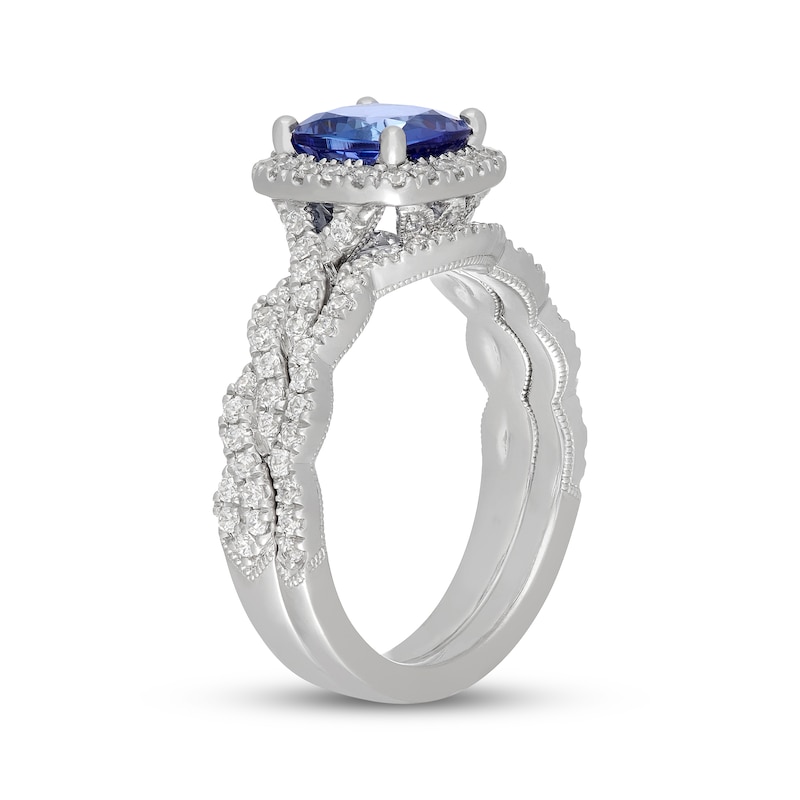 Main Image 2 of Neil Lane Cushion-Cut Tanzanite & Diamond Halo Bridal Set 5/8 ct tw Diamonds 14K White Gold