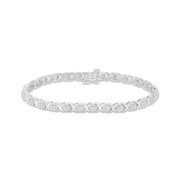 Diamond XO Link Bracelet 1/4 ct tw Sterling Silver 7"