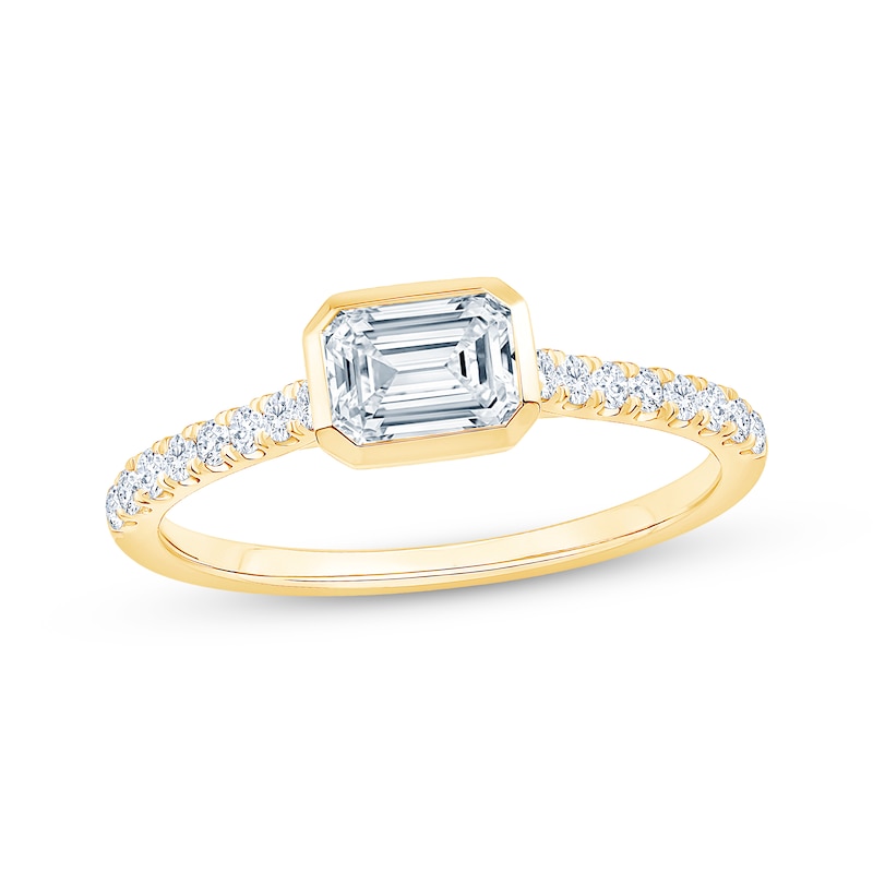 Emerald-Cut Diamond Bezel-Set Engagement Ring 1 ct tw 14K Yellow Gold