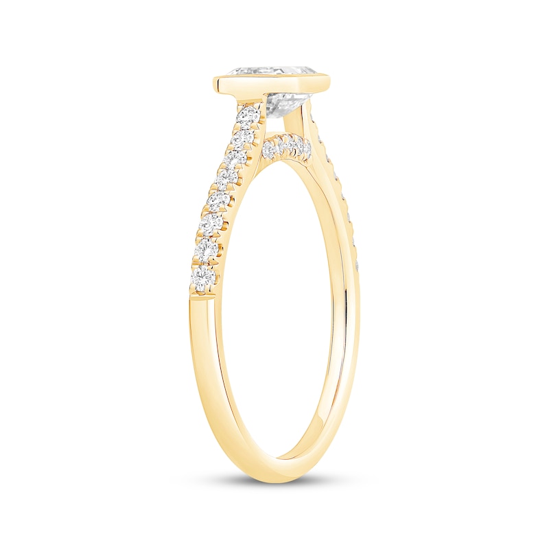 Main Image 2 of Now + Forever Emerald-Cut Diamond Bezel-Set Engagement Ring 1 ct tw 14K Yellow Gold