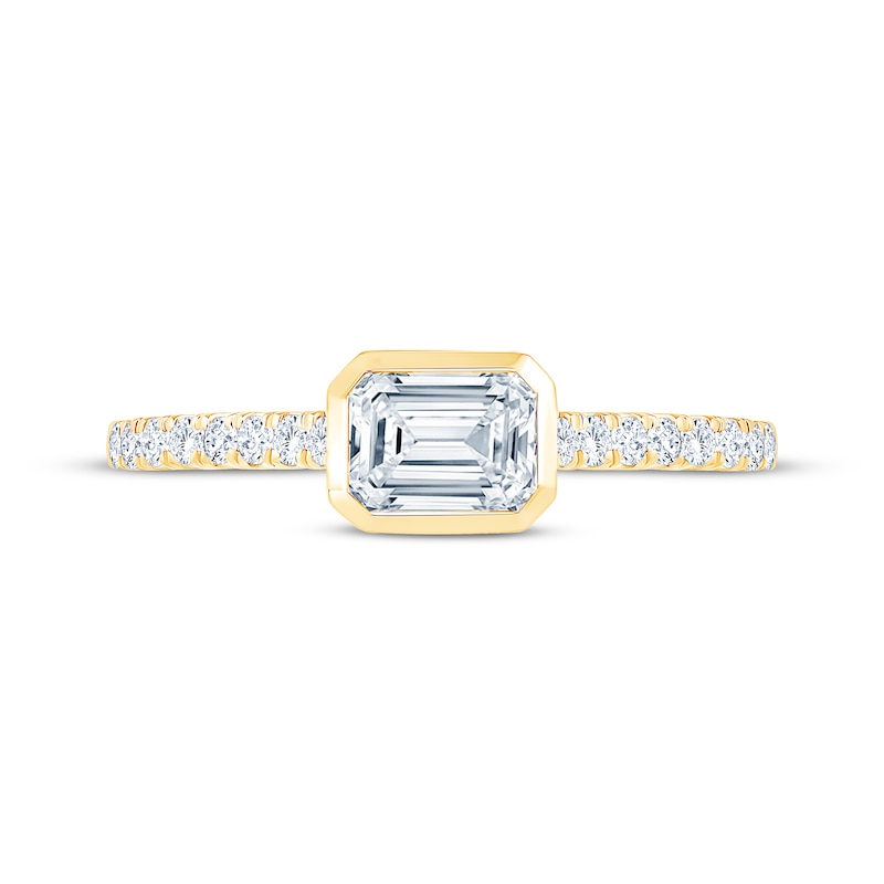 Main Image 3 of Now + Forever Emerald-Cut Diamond Bezel-Set Engagement Ring 1 ct tw 14K Yellow Gold