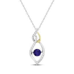 Unstoppable Love Blue Lab-Created Sapphire & Diamond Necklace 1/8 ct tw Sterling Silver & 10K Yellow Gold 18&quot;