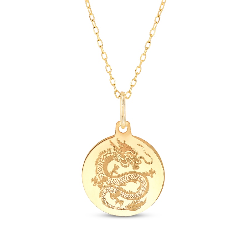 Main Image 1 of Dragon Coin Necklace 14K Yellow Gold 18"