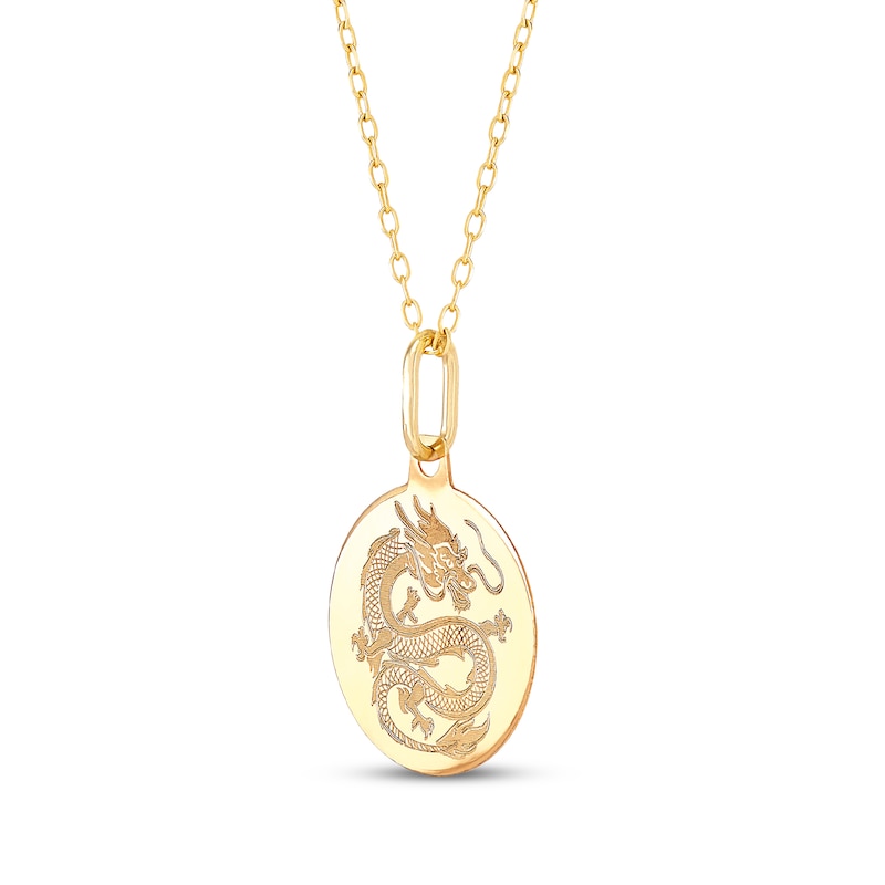Main Image 2 of Dragon Coin Necklace 14K Yellow Gold 18"
