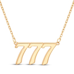 "777" Angel Number Necklace 14K Yellow Gold 18"