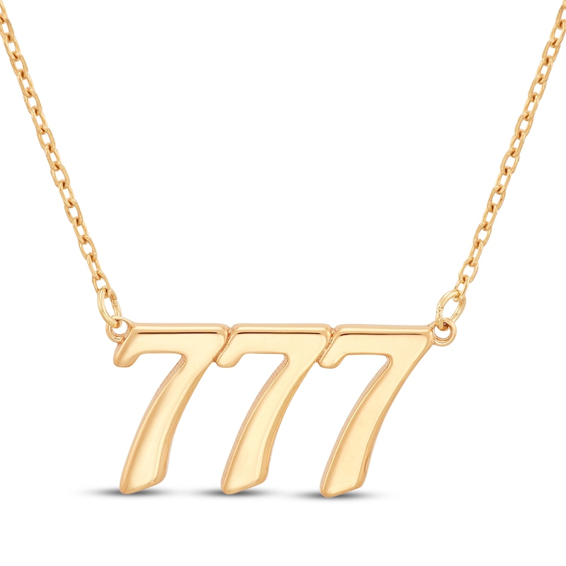Main Image 1 of &quot;777&quot; Angel Number Necklace 14K Yellow Gold 18&quot;