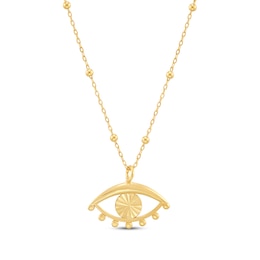 Evil Eye Necklace 14K Yellow Gold 18"
