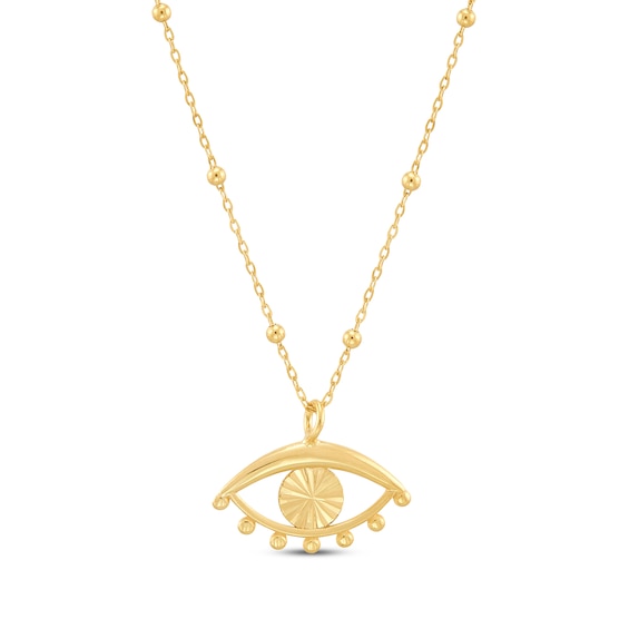 Evil Eye Necklace 14K Yellow Gold 18"