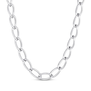 Solid Curb Chain Necklace 10mm Sterling Silver 20"
