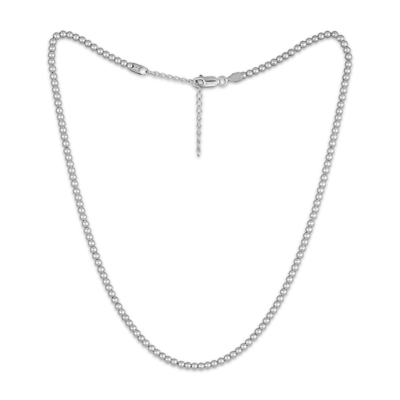 Main Image 2 of Bead Chain Necklace 3mm Solid Sterling Silver 19&quot;