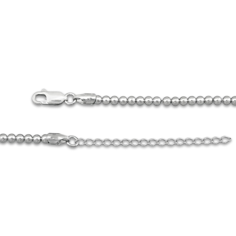 Main Image 4 of Bead Chain Necklace 3mm Solid Sterling Silver 19&quot;