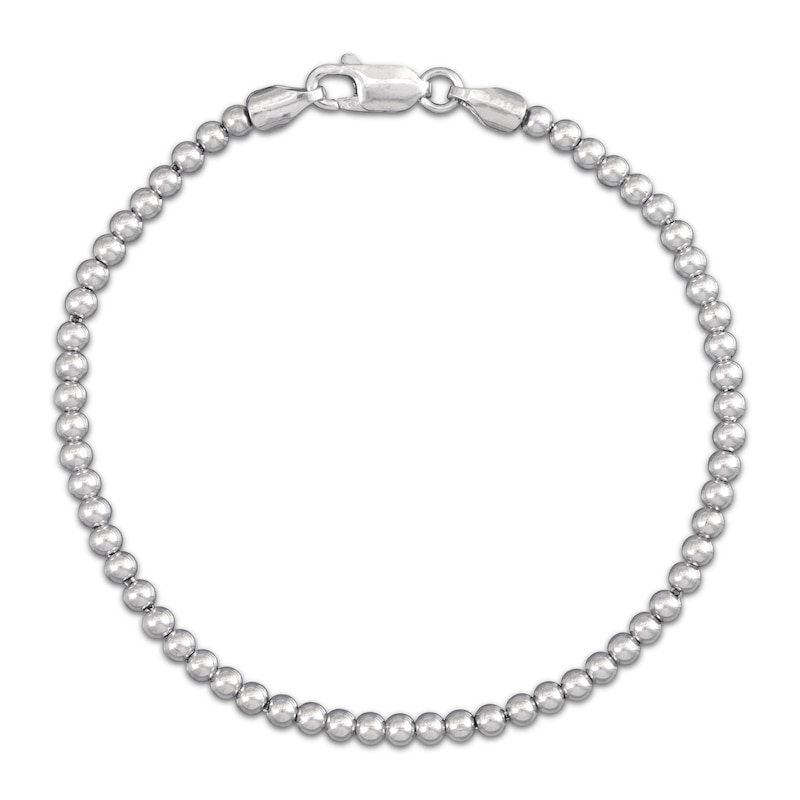 Main Image 1 of Polished Bead Bracelet 3mm Solid Sterling Silver 7.5&quot;