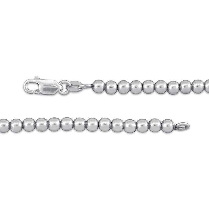 Main Image 4 of Graduated Bead Chain Necklace Semi-Solid Sterling Silver 18&quot;