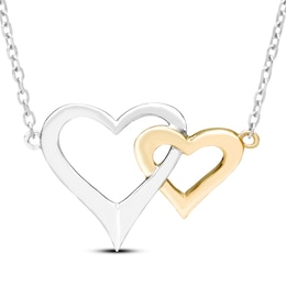 Locking Hearts Necklace 10K Two-Tone Gold 18"