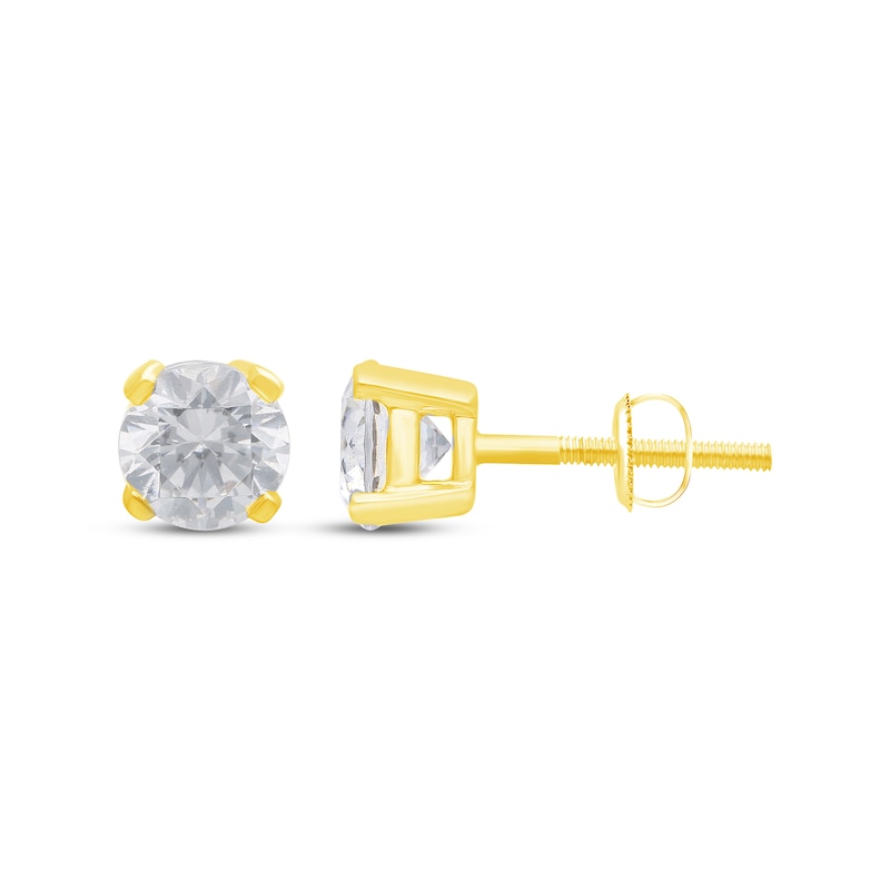 Main Image 1 of KAY Lab-Grown Diamonds Round-Cut Solitaire Stud Earrings 1-1/4 ct tw 14K Yellow Gold (I/SI2)