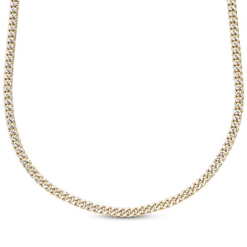 Main Image 1 of Diamond-Cut Curb Chain Necklace 5mm Semi-Solid 10K Yellow Gold 18&quot;