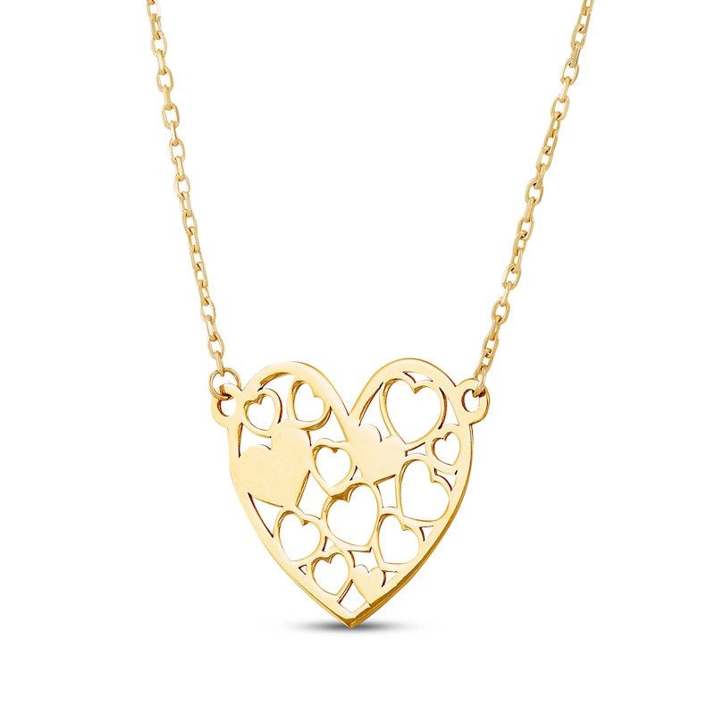Main Image 3 of Cutout Hearts Necklace 10K Yellow Gold 17&quot;