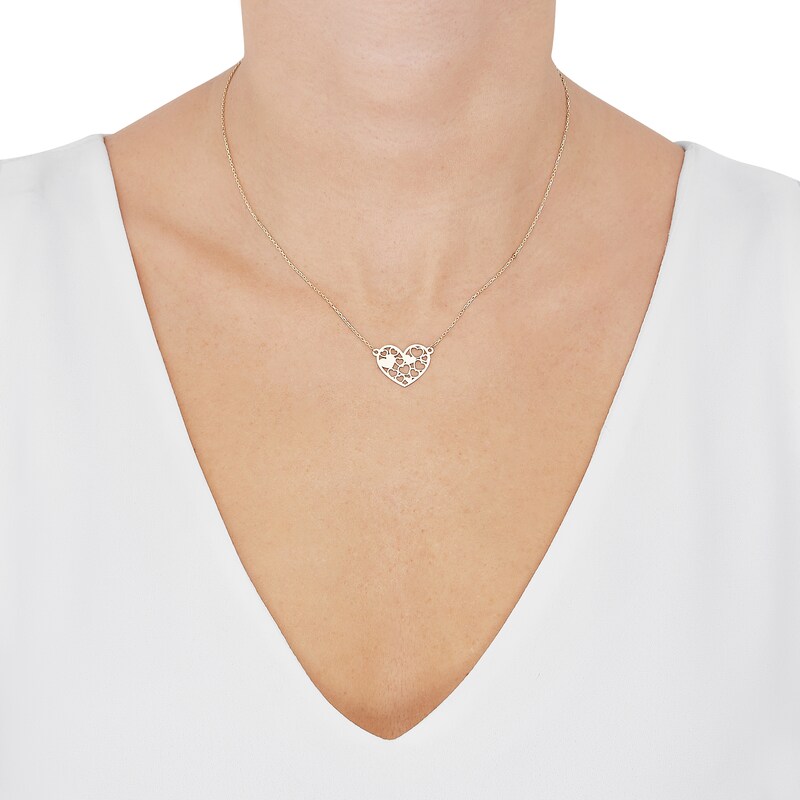 Main Image 5 of Cutout Hearts Necklace 10K Yellow Gold 17&quot;
