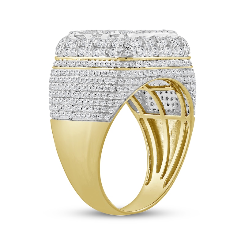 Main Image 2 of Men's Baguette & Round-Cut Diamond Multi-Row Ring 2 ct tw 10K Yellow Gold