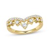 Thumbnail Image 1 of Now + Forever Lab-Grown Diamonds Baguette & Round-Cut Double Chevron Anniversary Ring 1/2 ct tw 14K Yellow Gold