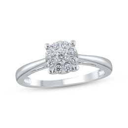 Multi-Diamond Promise Ring 1/5 ct tw 10K White Gold