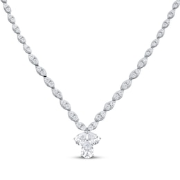 Pear-Shaped & Round-Cut Diamond Drop Necklace 4-5/8 ct tw 14K White Gold 17"