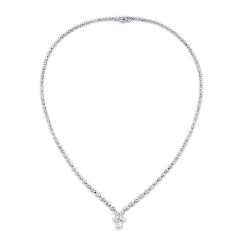 Main Image 2 of Pear-Shaped & Round-Cut Diamond Drop Necklace 4-5/8 ct tw 14K White Gold 17&quot;