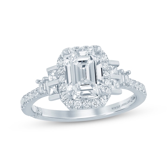 Monique Lhuillier Bliss Emerald-Cut Lab-Grown Diamond Engagement Ring 2 ct tw 18K White Gold