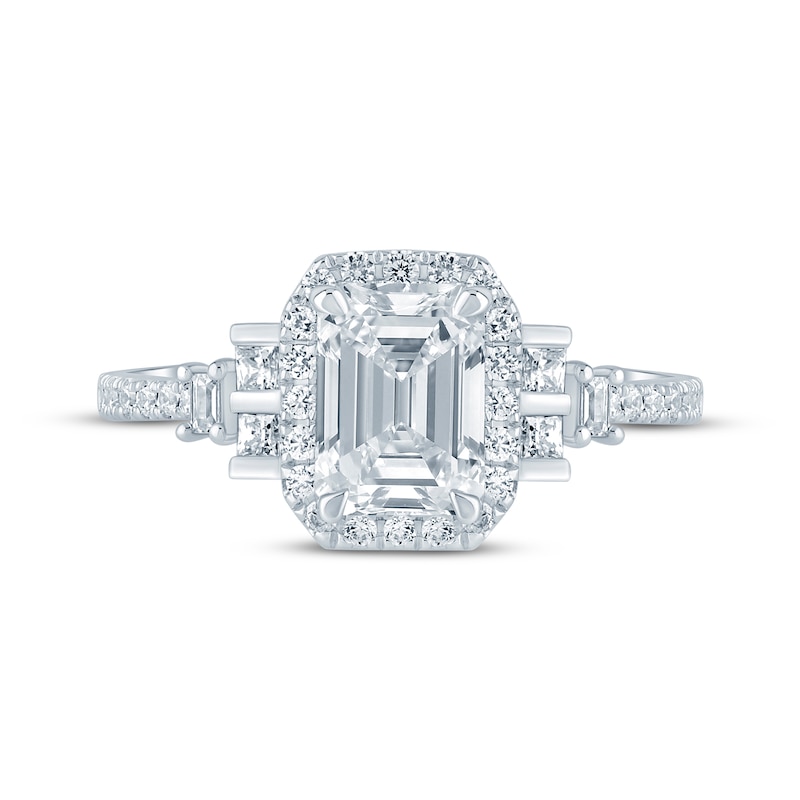 Main Image 4 of Monique Lhuillier Bliss Emerald-Cut Lab-Grown Diamond Engagement Ring 2 ct tw 18K White Gold