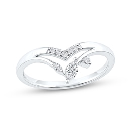 Now + Forever Marquise-Cut Diamond Chevron Split Shank Anniversary Ring 1/6 ct tw 10K White Gold