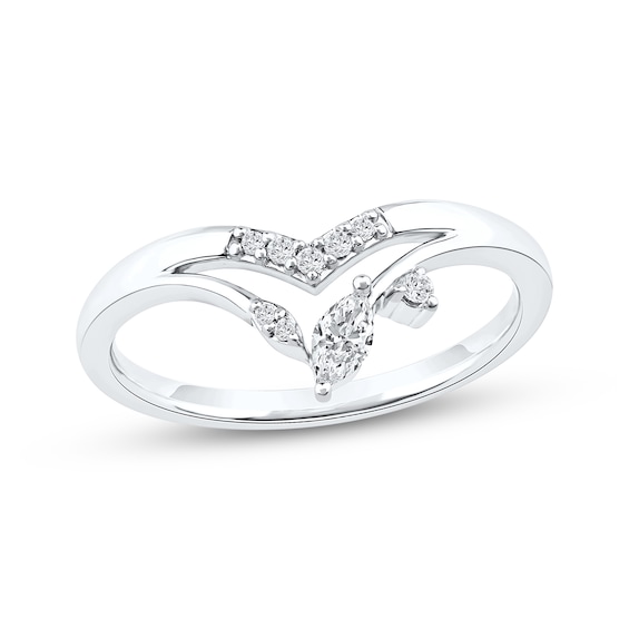 Now + Forever Marquise-Cut Diamond Chevron Split Shank Anniversary Ring 1/6 ct tw 10K White Gold