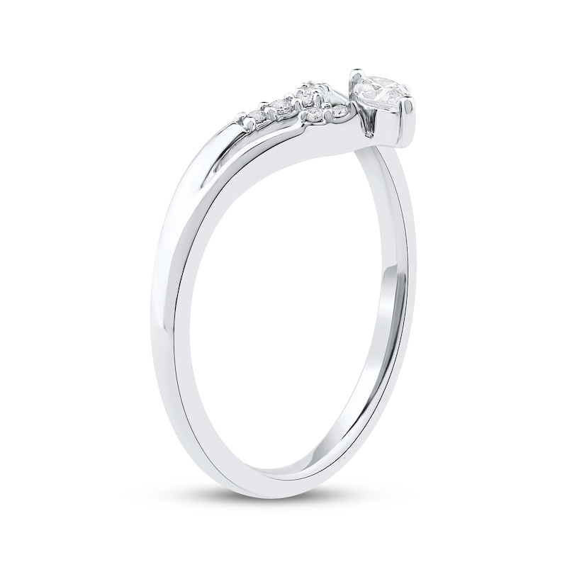 Main Image 2 of Now + Forever Marquise-Cut Diamond Chevron Split Shank Anniversary Ring 1/6 ct tw 10K White Gold